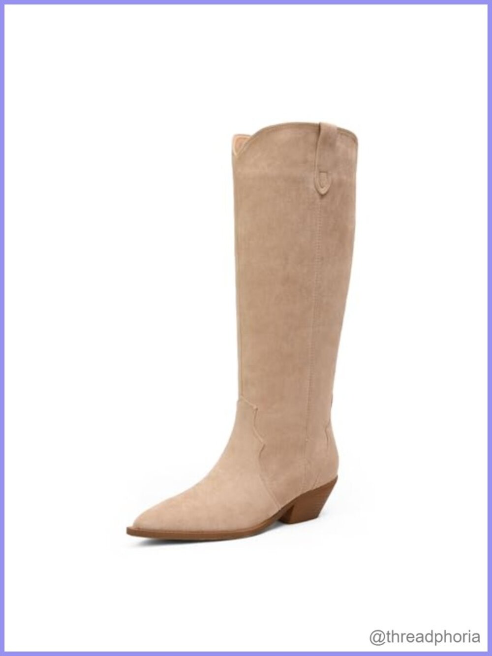 Knee High Boots Pointed Toe Chunky Heel Pull-On Riding Boots